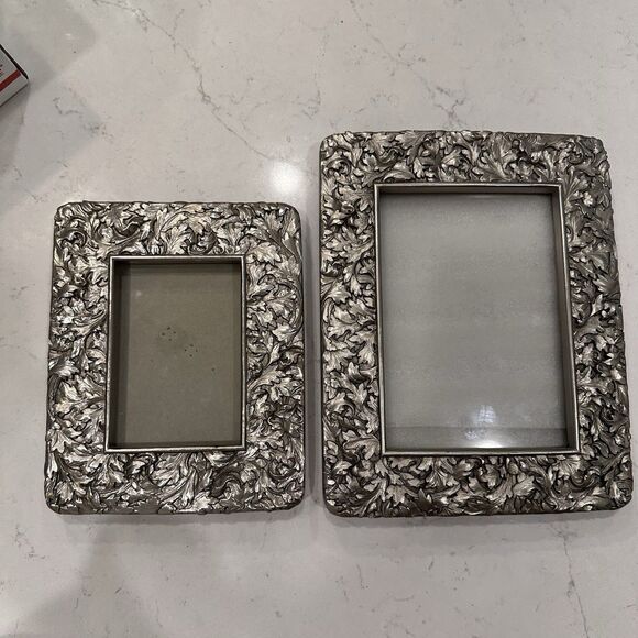 VTG 1995 Terragrafics Floral Silver Photo Frame Picture  Set - Picture 1 of 16